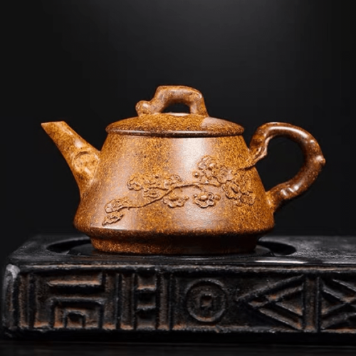 【classics】Handmade plum blossom relief purple clay teapot